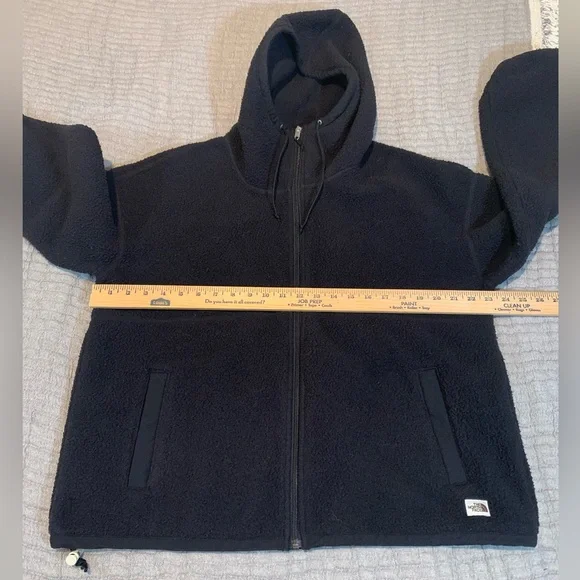 The North Face Women's Black Zip Up Jacket with Hood Size Large Fleece Pockets - Picture 8 of 16